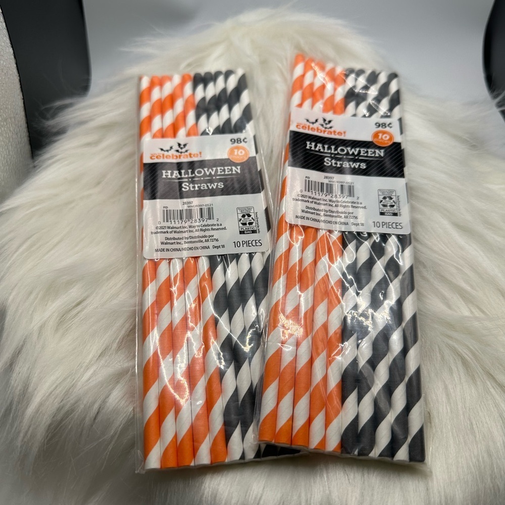 🩷5/$10 Halloween Straws - Orange, Black, and White